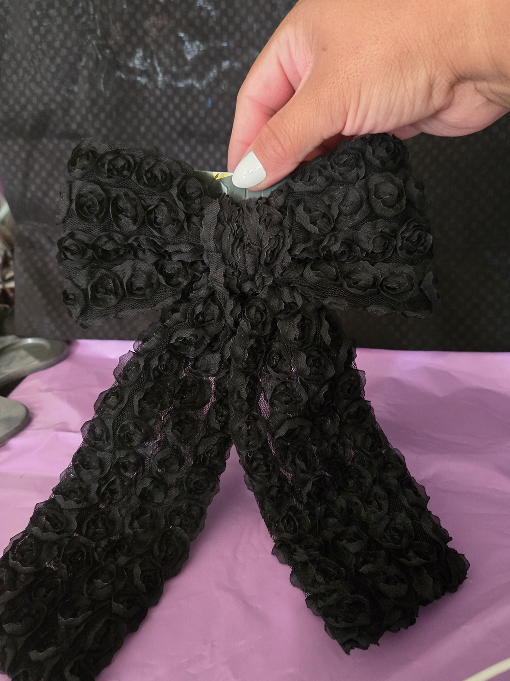 Black Rosette Bow Hair Clip - Women Accessories